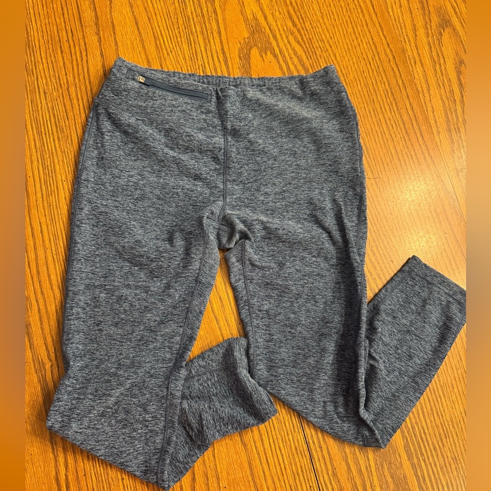 Oiselle Lux Blue Heathered Leggings.
